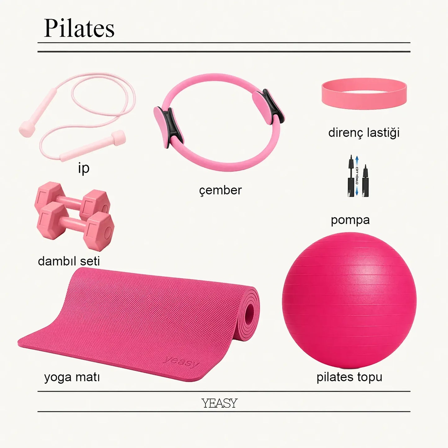 Pembe pilates başlangıç seti