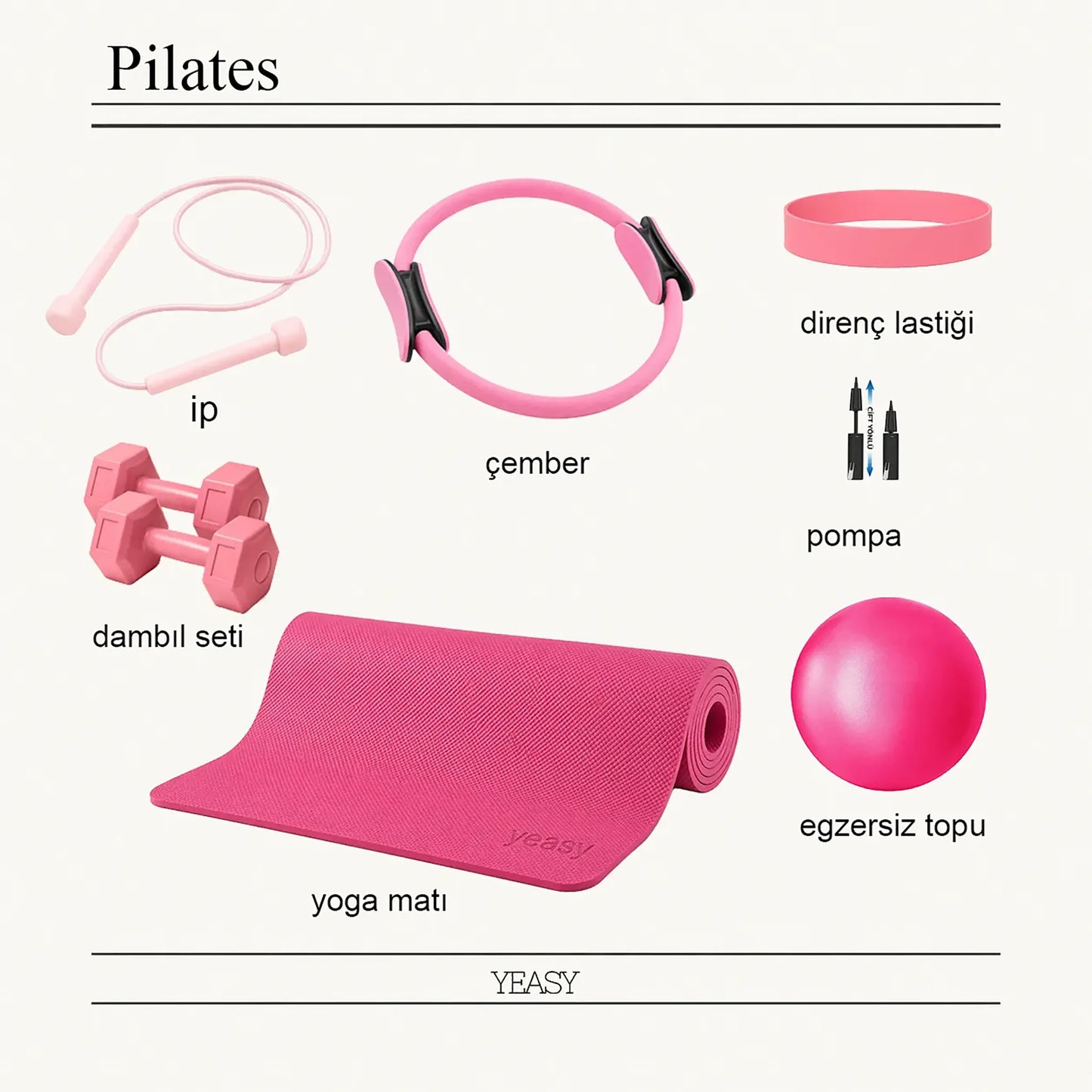 Pembe pilates seti