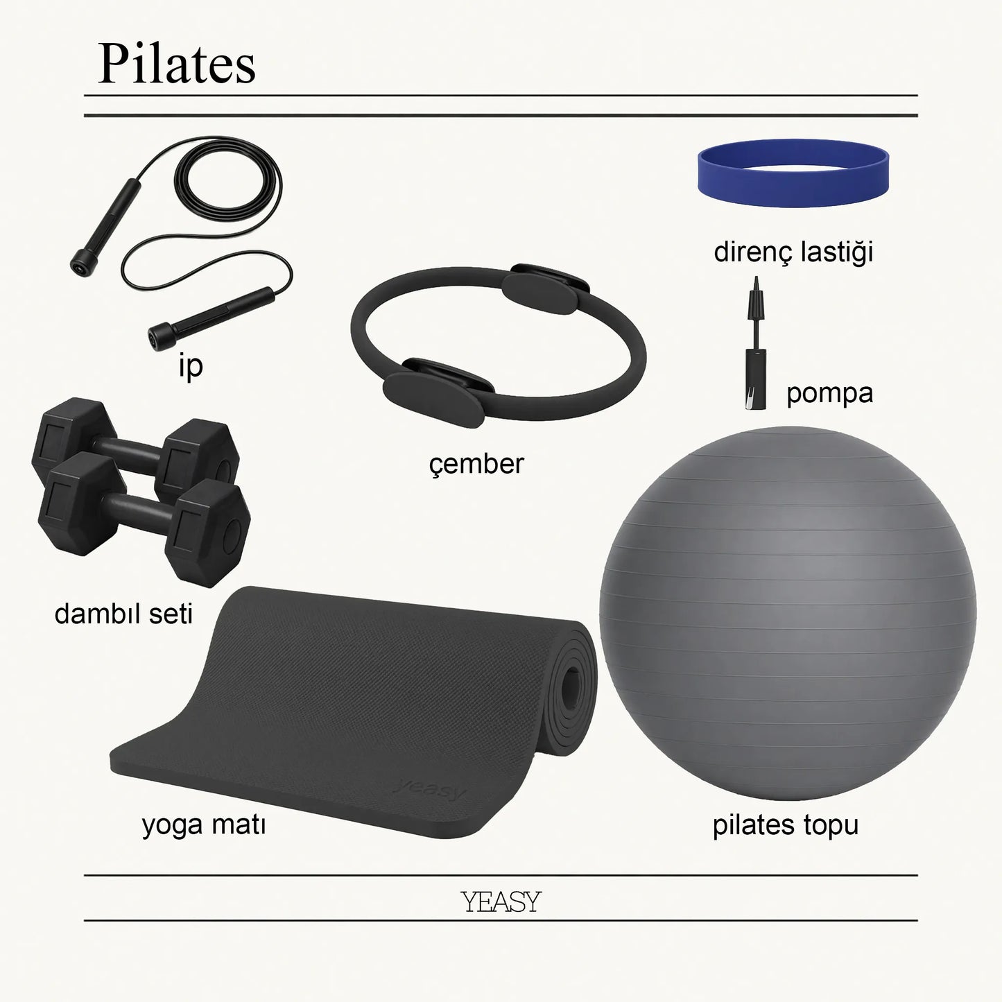Siyah pilates başlangıç seti