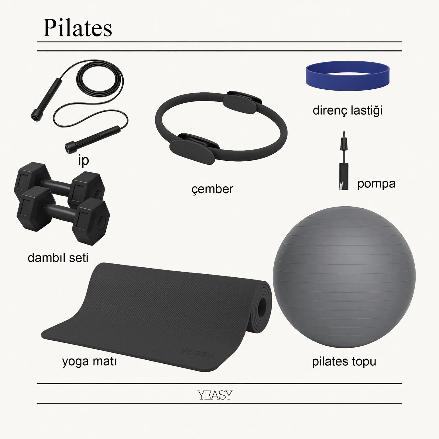 Siyah pilates başlangıç seti